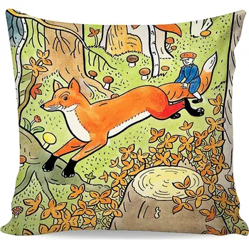 Polštář Dětský povlak na polštářek JOSEF LADA BUDULÍNEK, zelený, 40x40cm