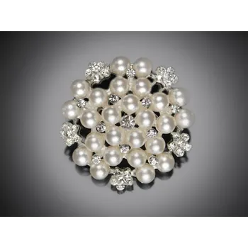 Brož Perličková brož velká 45 mm - ozdobné brože k svatební dekoraci