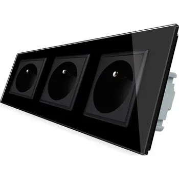 Elektrická zásuvka WELAIK Zásuvka skleněná trojnásobná černá