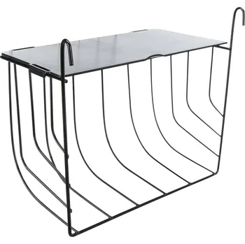 krmítko na seno Jesle na seno s víkem, k zavěšení, 25 × 18 × 12 cm, lakovaný kov, černá