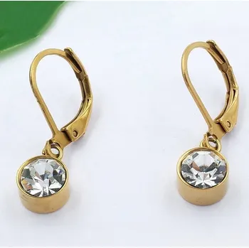 Náušnice Náušnice z chirurgické oceli se skleněným kamenem 21042