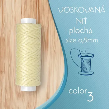Nit Voskovaná nit 0,8mm PLOCHÁ cívka 30m barva č.3 Pale Yellow