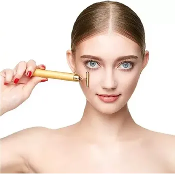 Masážní přístroj Zaparkorun Luxusní galvanická žehlička - Golden Beauty Bar