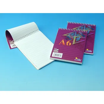 Blok poznámkový A6 linka hor. spirála 70l /16074/ SCP Notes a.s.