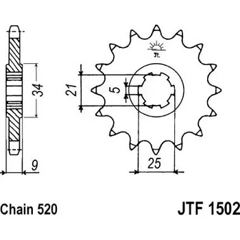 Řetězová sada pro motocykl Řetězové kolečko JT JTF 1502-13 13 zubů, 520