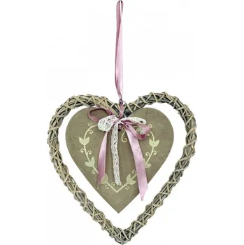 Svatební dekorace Srdce z proutí s cedulkou - proutěné srdce svatební výzdoba