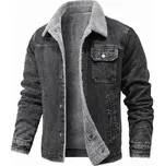 Džínová pánská bunda s kožíškem Retro Barva: Šedá, Velikost: XL