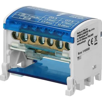 svorka Svorkovnice na DIN lištu 7 PIN 5x6mm2 + 2x16