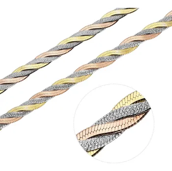 Řetízek Bealio BEALIO Stříbrný náhrdelník PLETENÝ 4 mm TRICOLOR Délka řetízku: 42 cm 03-12047-1806