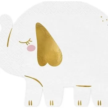 Papírový ubrousek PartyDeco Ubrousky papírové Slon bílý 16 x 13,5 cm 12 ks