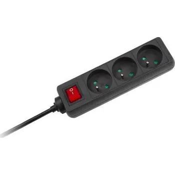 Stavebniny Prodlužovací zásuvka 3 x + vypínač 5 m černá (3 x 1,5 mm)
