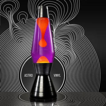 Lampa pro světelnou terapii Mathmos Astro Vinyl, originální lávová lampa s fialovou tekutinou a oranžovou lávou, 43cm