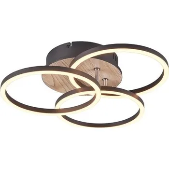 Trio R62823135 LED stropnice Circle 1x27W | 3200lm | 2700-6000K | IP20 - integrovaný stmívač, nastavitelná barva světla, funkce nočního světla, dálkové ovládání, variabilně otočná konstrukce, 3 úrovně stmívání pomocí vypínače, imitace dřeva + sada - Trio