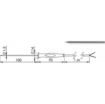 GREISINGER GF 1T-E1.5-B-LE Ruční zapichovací snímač teploty Pt1000 (2-vodič) se silikonovou rukojetí, bez konektoru