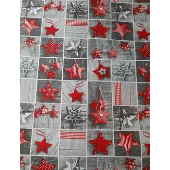 Bavlněná látka Vánoční hvězdy šedá š.160