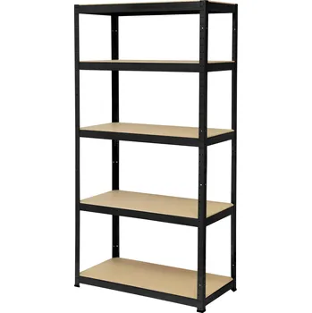 Dílenský regál TOOLCRAFT TO-8689791 regál na těžké předměty, (š x v x h) 900 x 1800 x 450 mm, kov, MDF, dřevěná podlaha, černá