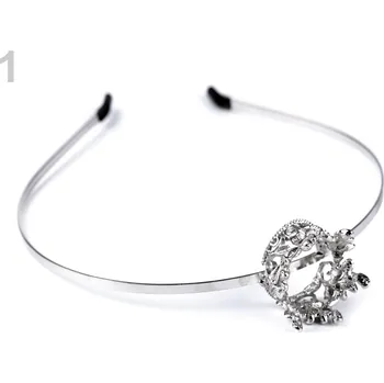 Party dekorace Kovová čelenka s korunkou - stříbrná malá