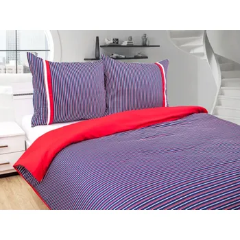 Ariatex Saténové povlečení RED LINE 140 x 200, 70 x 90 cm zipový uzávěr