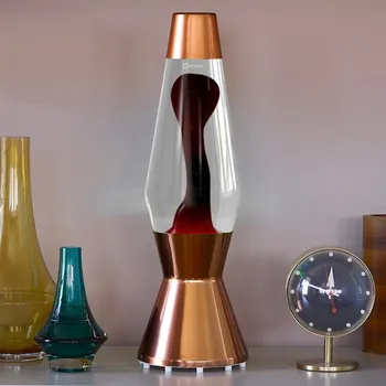 Lampa pro světelnou terapii Mathmos Astro Copper, originální lávová lampa, měděná s čirou tekutinou a černou lávou, výška 43cm