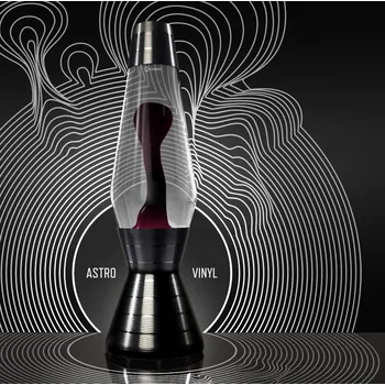 Lampa pro světelnou terapii Mathmos Astro Vinyl, originální lávová lampa s čirou tekutinou a černou lávou, 43cm