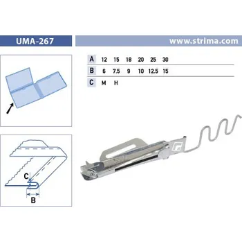 Příslušenství k šicímu stroji Texi Lemovač skládající napůl pro šicí stroje UMA-267 12/6 M