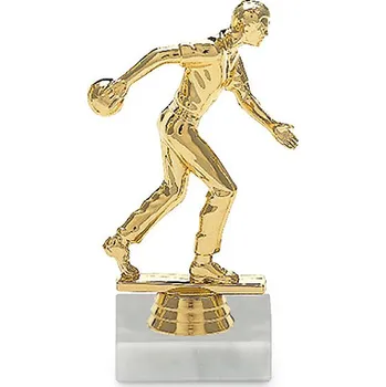 Figurka bowling muž, 14 cm, zlatá včetně podstavce