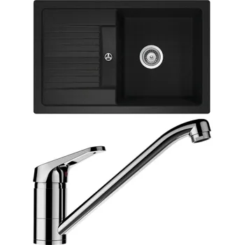 Granitový dřez Set Schock S30-6 (dřez Lima D-100S Onyx + baterie Cosmo Chrom)