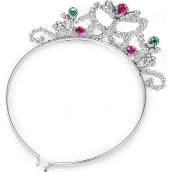 Party dekorace Karnevalová korunka/čelenka stříbrná s motýlem