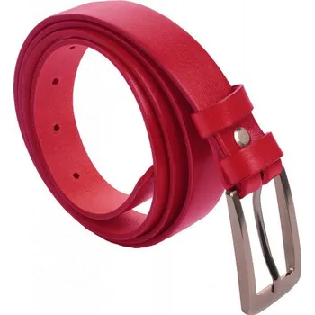 Opasek Červený úzký dámský kožený pásek 176-93 100 cm