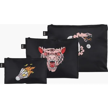 Kosmetická taška Taštičky na zip 3 ks LOQI SNASK Tiger Snake Black