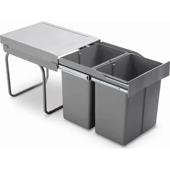 Odpadkový koš Gollinucci Výsuvný odpadkový koš LINEA 400 mm - 2x21 l / Šedý