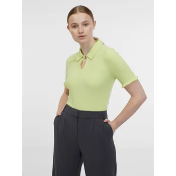 Dámské tričko Orsay Žluté dámské pruhované polo tričko - Dámské Orsay krémová 2646842