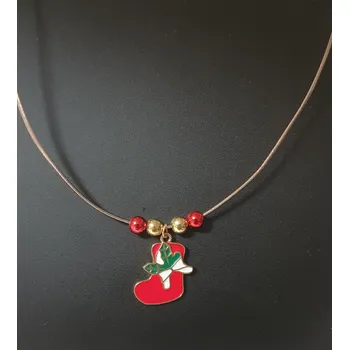 Náušnice Vánoční náhrdelník a náušnice - Santova bota (na eko kůži)