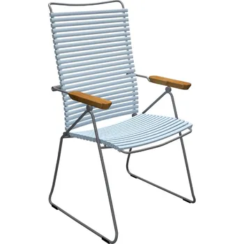 Světle modrá plastová polohovací zahradní židle HOUE Click