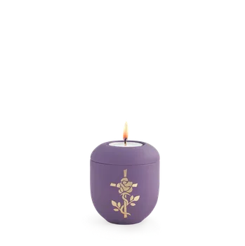 Smuteční dekorace Keramická miniurna Pastell - Růže a kříž