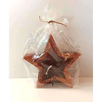 Svíčka Česká svíčka hnědá hvězda (Vánoční svíčka se třpytkami hvězda)