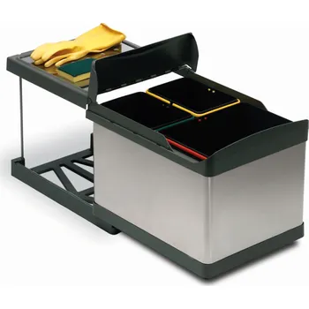 Odpadkový koš Gollinucci Výsuvný odpadkový koš LINEA 450mm - 1x16L 1x7,5L / Nerez