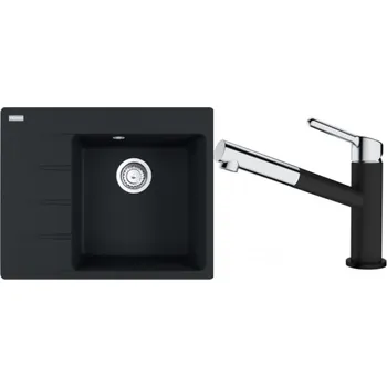 Granitový dřez Set Franke (dřez CNG 611-62 TL/7 Matná černá + baterie FC 3055.901 ORBIT Matná černá) + 5 % sleva v košíku s kódem SLEVA5