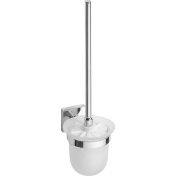 WC štětka Sapho X-SQUARE WC štětka závěsná, mléčné sklo, chrom