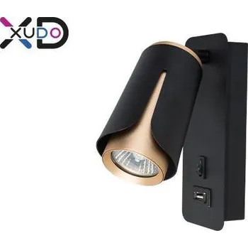 Dekorativní svítidlo Vipelectro Nástěnná lampa XD-IK270B s vypínačem, GU10 Kruhová 55 mm, černá, nabíječka USB