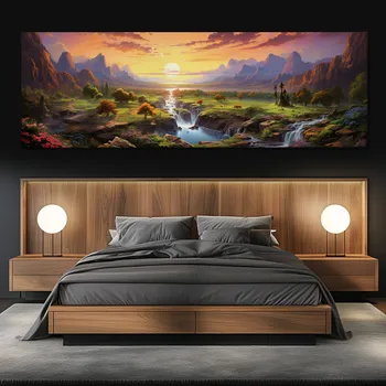 Obraz Obraz na plátně - Letní krajina s divokou říčkou FeelHappy.cz Velikost obrazu (šířka x výška): 60 x 20 cm