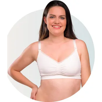 Těhotenská podprsenka Carriwell Podprsenka bezešvá bavlněná s klipem ke kojení Organic PŘÍRODNÍ BÍLÁ Přírodní bílá L