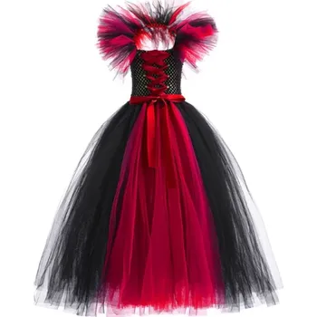 Karnevalový kostým Dětský kostým - Zloba, Královna černé magie (červený) Varianta: červené šaty 01, Velikost: 4-5 let