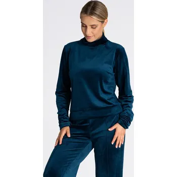 Dámský svetr Tmavě modrý velurový rolák M967 blue sea Velikost: XL