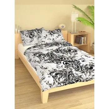 Povlečení Krepové povlečení Čestmír černý 140 x 200, 70 x 90 cm