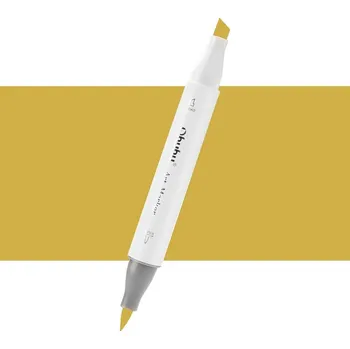 Lihová fixa OHUHU oboustranná Brush & Chisel, Y8 Olive Yellow