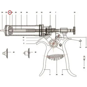 Těsnění pístu Roux-Revolver, 30 ml, 50 ml