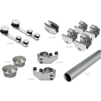 set na posuvné skleněné dveře, broušená nerez - sada komponentů na zavěšené dveře - tloušťka skla 8,00 - 12,00 mm