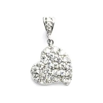 Přívěsek Stříbrný přívěsek srdce čiré zirkony - P1419 (Stříbrný přívěsek se zirkony)