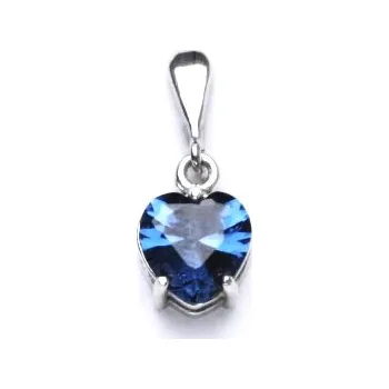 Přívěsek Stříbrný přívěsek srdce akvamarin - P1358 (Stříbrné srdíčko se zirkonem 8x8 mm)